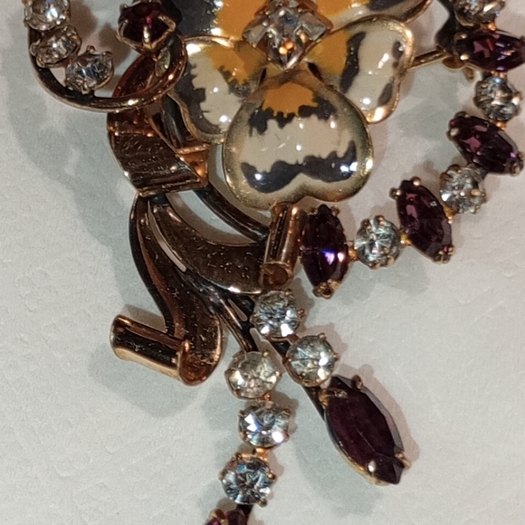 12k Gold Carl Art Enamel Brooch - Picture 14 of 16